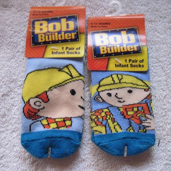 Bob The Builder 1 Pair 6 - 12 - 18 Months Baby Infant Socks Tools Construction - Picture 1 of 16